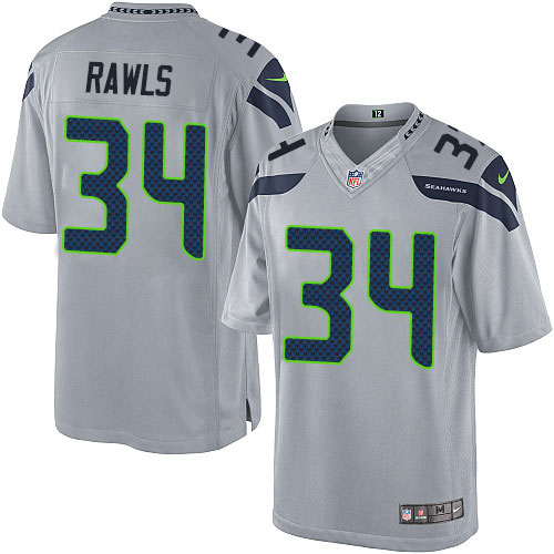 Men's Limited Thomas Rawls Nike Jersey Grey Alternate - #34 NFL Seattle Seahawks